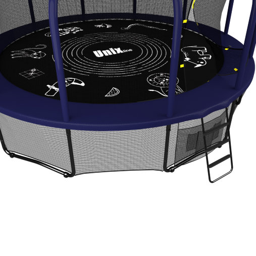 Батут пружинный с защитной сеткой UNIX line SUPREME GAME 16ft (зеленый) + баскетбольный набор