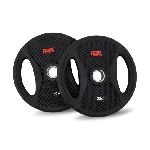 Диск олимпийский обрезиненный с двумя хватами 20 кг REBEL