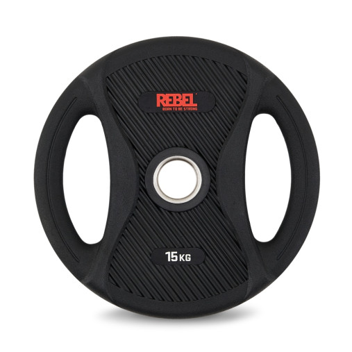 Диск олимпийский обрезиненный с двумя хватами 15 кг REBEL