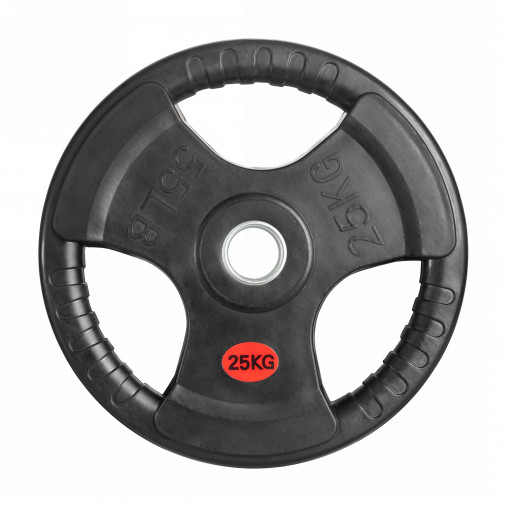 Набор олимпийских дисков 51 мм. обрезиненных (пары) от 1,25-25 кг с 3-мя хватами VictoryFit