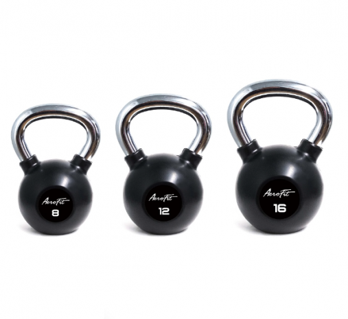 Гиря обрезиненная с хромированной рукояткой, AeroFit, 8 кг.