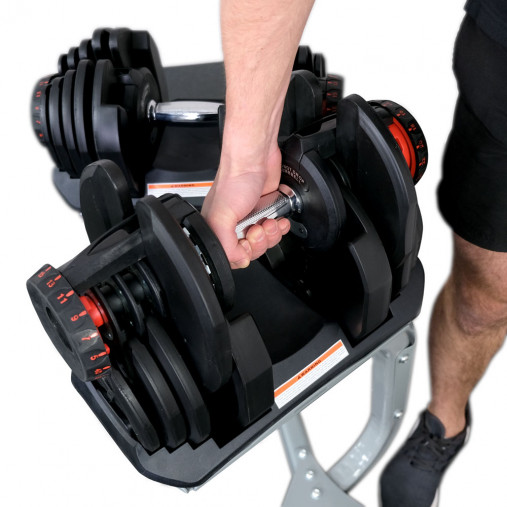 Пара гантелей с регулировкой веса Liveup LS2315 (5-40 кг) на подставке