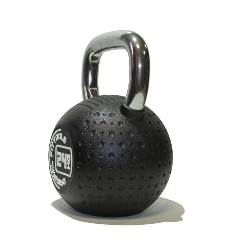 Гиря 24 кг с хромированной ручкой полиуретановая (CPU) для кроссфита