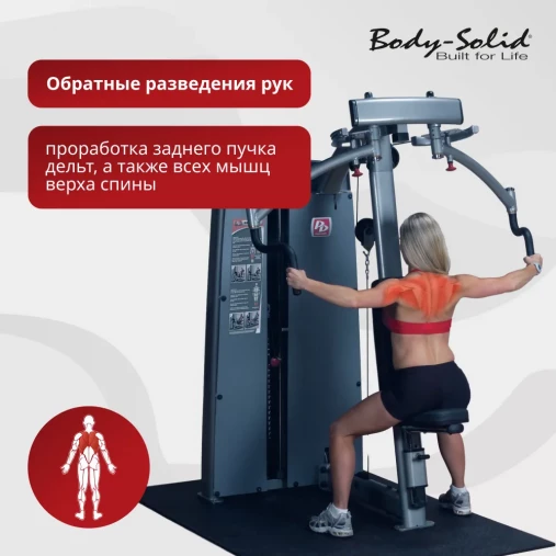 Баттерфляй Body-Solid Pro-Dual DPEC_SF Тренажер грузоблочный для тренировки грудных и дельтовидных мышц