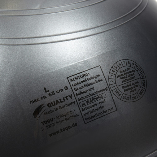 Гимнастический мяч TOGU ABS Powerball 65 см серебряный