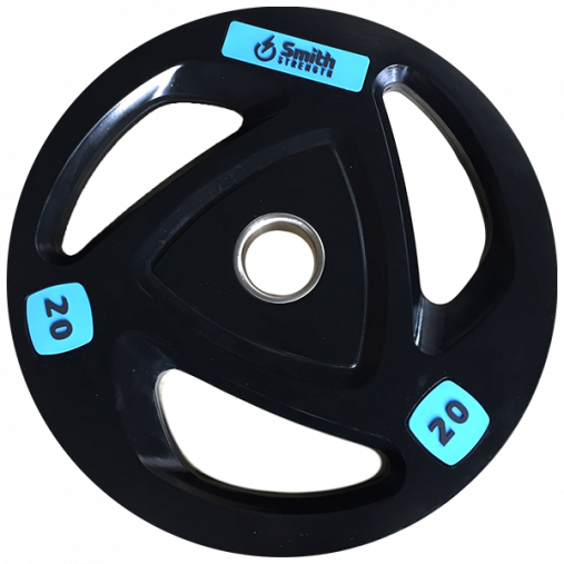 Диск для штанги Smith WP085-20 c 3-м хватом, обрезиненный, 20кг