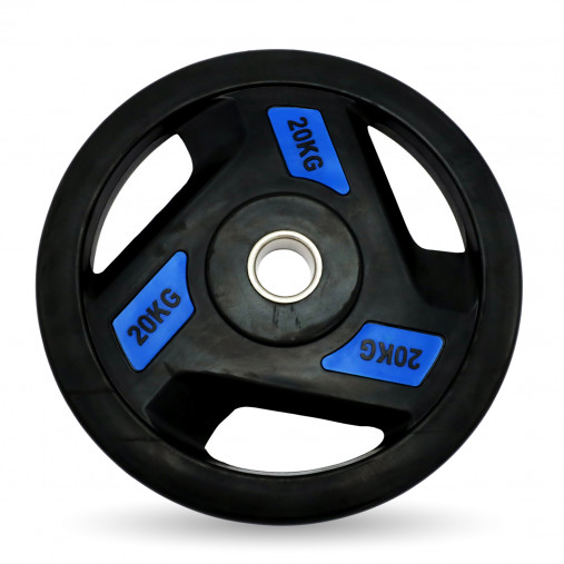 Диск обрезиненный с 3-мя хватами 20 кг UNIX Fit PRO, 51 мм, олимпийский, синий