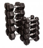 Набор гексагональных гантелей 5-25 кг, 9 пар на стойке