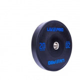 Бампированный диск LIVEPRO Black Rubber Bumper Plate 15 кг, черный/желтый