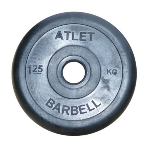 Набор обрезиненных дисков, черные MB Barbell, D-51 мм, 1,25-25 кг, АТЛЕТ (общий вес 157,5 кг)