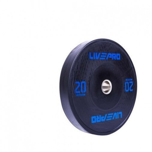 Бампированный диск LIVEPRO Black Rubber Bumper Plate 25 кг, черный/красный
