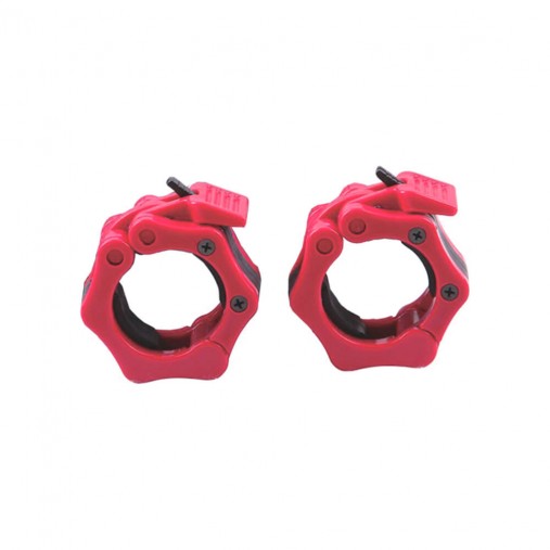 Пластиковый замок олимпийский со стопорным фиксатором (пара) Aerofit AFPC02 (красный)