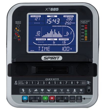 9-ти дюймовый ЖК-дисплей, который единовременно отображает 9 параметров тренировки